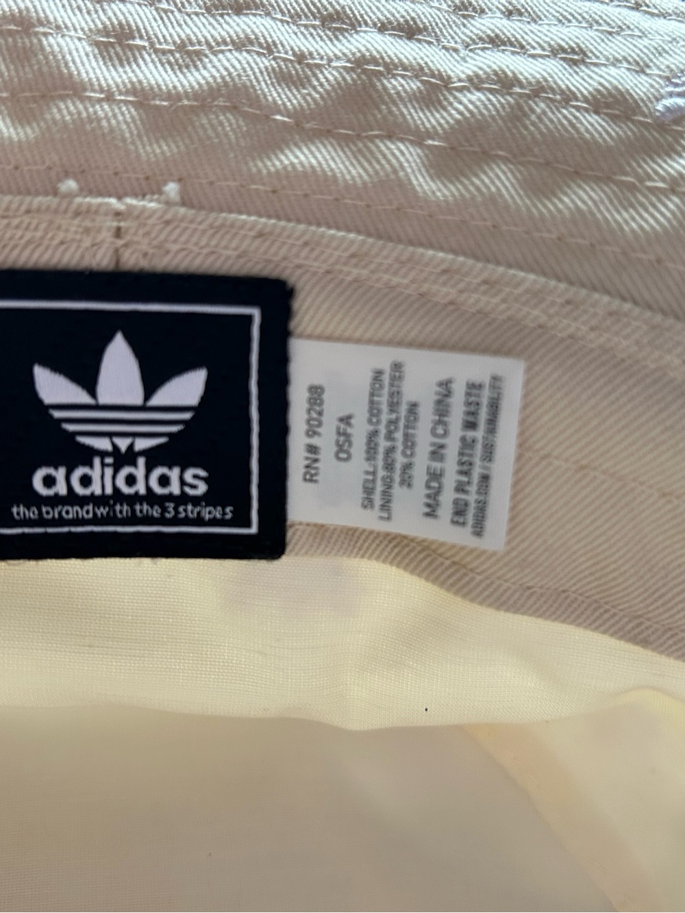 Adidas Cream Embroidered Trefoil Bucket Hat with Patch - Picture 5 of 6